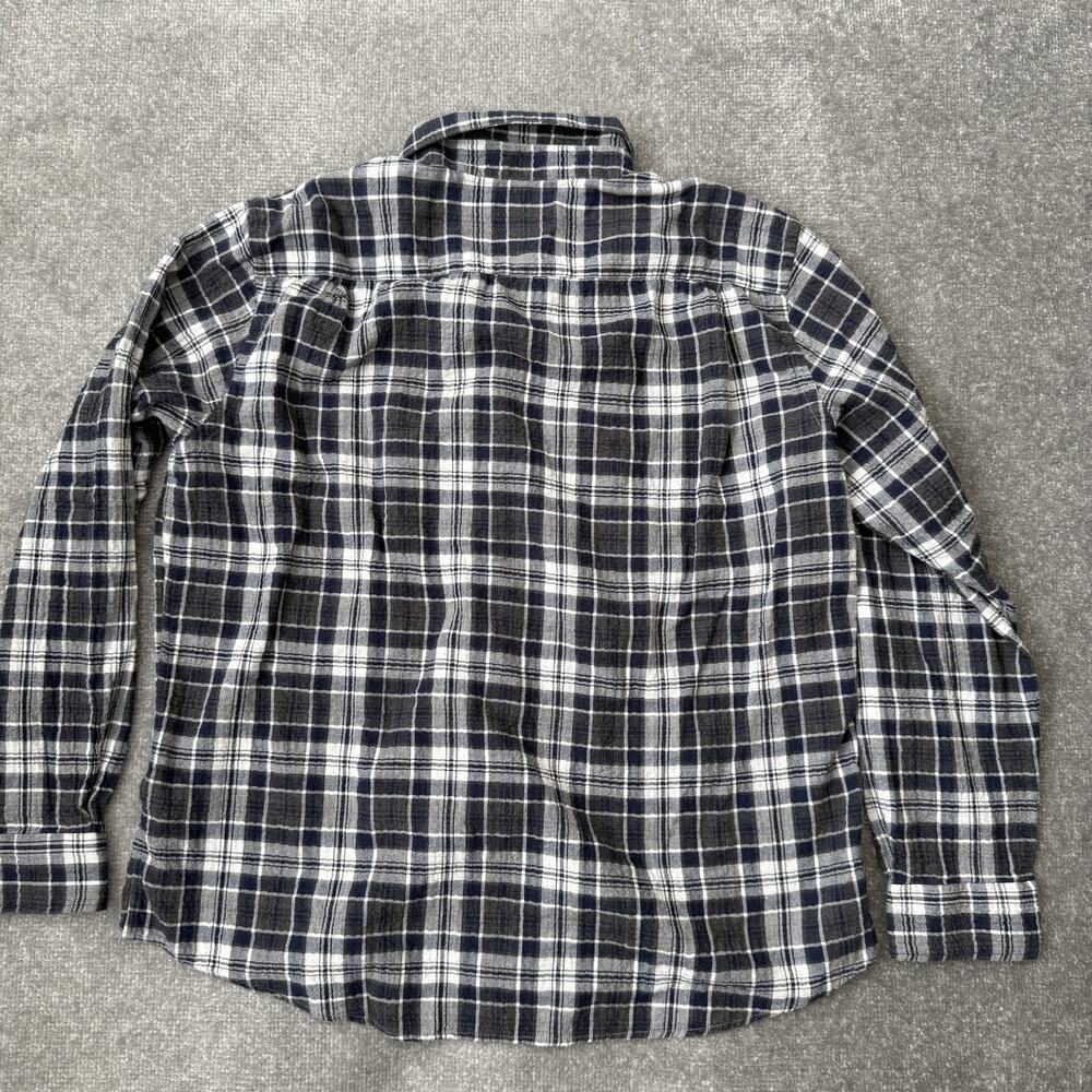 Black Brown 1826 Shirt Mens XL Blue Gray White Plaid Flannel Button Up Casual - Picture 7 of 7